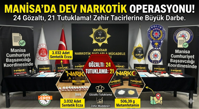 MANİSA’DA DEV NARKOTİK OPERASYONU: 21 TUTUKLAMA!