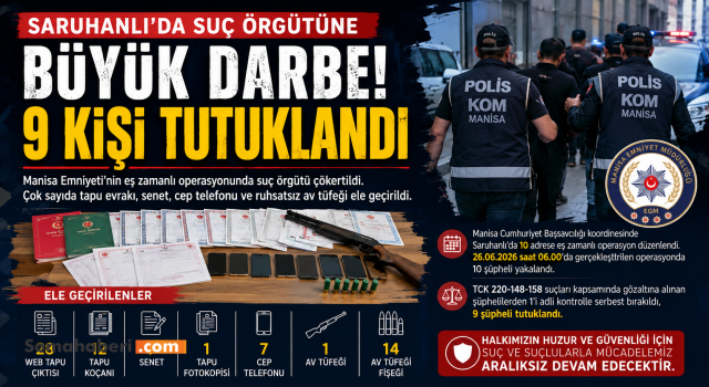 Saruhanlı'da suç örgütüne büyük darbe: 9 kişi tutuklandı