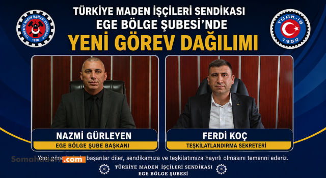 Türkiye Maden-İş Sendikası Ege Bölge Şube'de görev dağılımı yapıldı