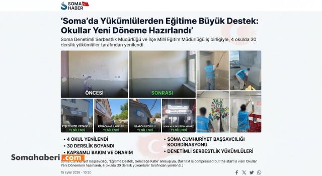 Soma'da Yükümlülerden Eğitime Büyük Destek: Okullar Yeni Döneme Hazırlandı