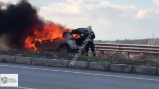 Çevre Yolunda Araç Cayır Cayır Yandı