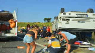 Tarım İşçilerini Taşıyan Minibüs kaza yaptı 1’i ağır 30 kişi yaralandı.