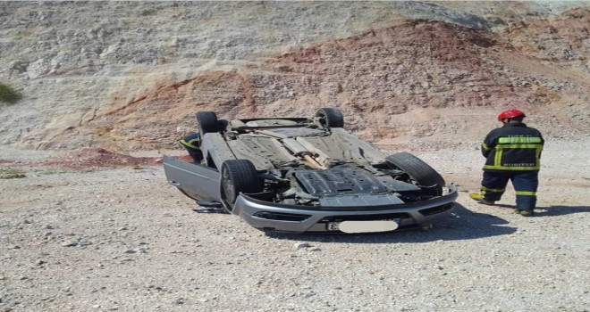 Soma'da Takla Atan Sürücü Yaralandı