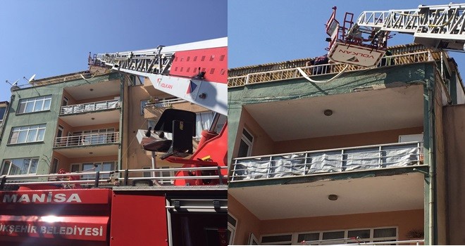 Soma'da Binanın Son Katında Yangın