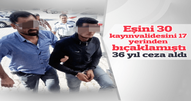 Eşini 30, kayınvalidesini 17 yerinden bıçaklamıştı, 36 yıl ceza aldı