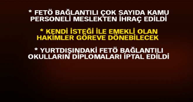 672 sayılı Kanun Hükmünde Kararname yayımlandı